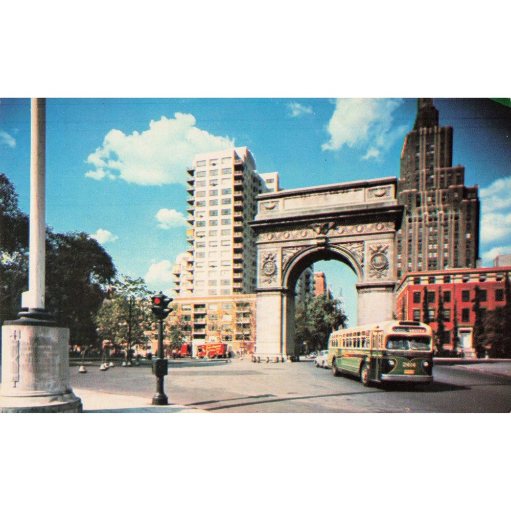 Vintage Washington Square Victory Arch Greenwich Village NYC Postcard K49